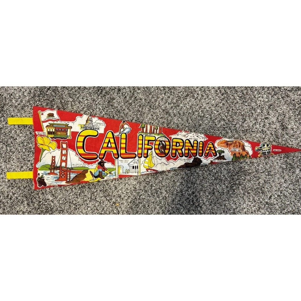 Vintage California Landmarks Souvenir Felt Pennant 25"